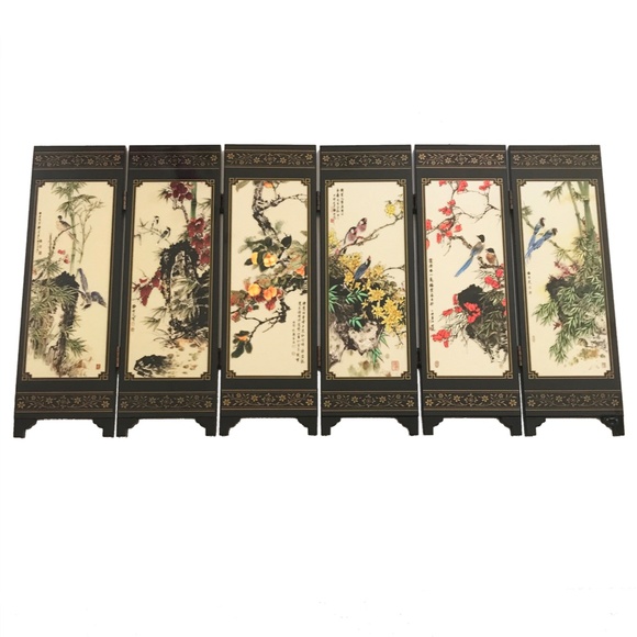 NWOT Miniature Oriental Folding Art Screen - Picture 2 of 6
